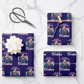 Feuille De Papier Cadeau Trump Noël Bleu