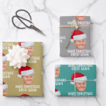 Feuille De Papier Cadeau Trump with Santa Hat<br><div class="desc">A funny design supporting President Trump. Make Christmas great again with a photo of Donald Trump with a Santa Hat.</div>