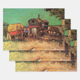 Feuille De Papier Cadeau Tsiganes à la caravane de Vincent van Gogh