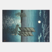Feuille De Papier Cadeau Tsuchiya Koitsu - Bateaux à Shinagawa, Nuit (Devant)