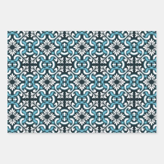 Feuille De Papier Cadeau Tuile bleue portugaise (Devant)