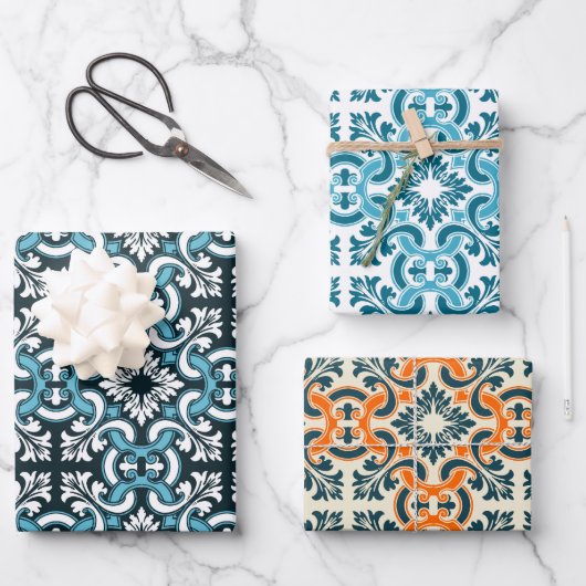 Feuille De Papier Cadeau Tuile bleue portugaise (Recto)