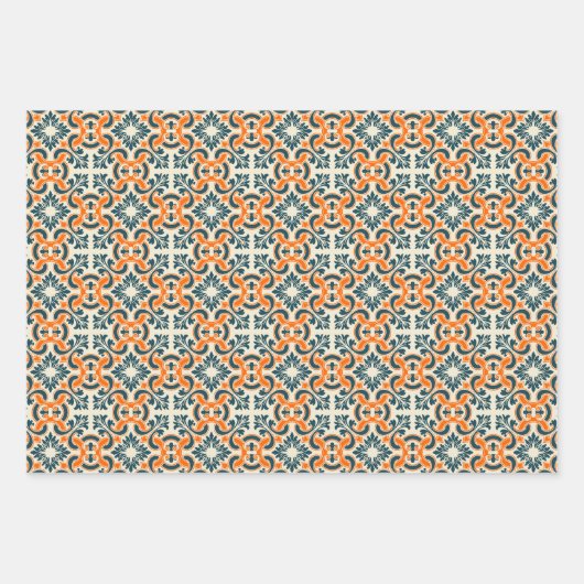 Feuille De Papier Cadeau Tuile bleue portugaise (Devant 3)