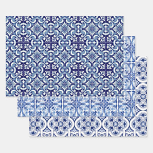 Feuille De Papier Cadeau Tuile bleue portugaise