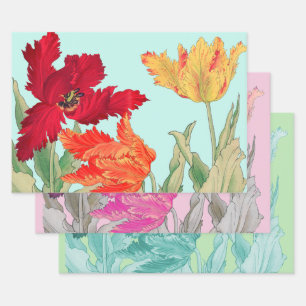 Feuille De Papier Cadeau Tulide perroquet, Floral