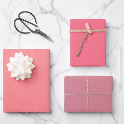 Feuille De Papier Cadeau Tulipe Uni Pastèque Rose Clair 3 Tons (Recto)