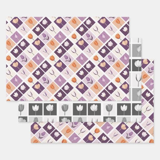 Feuille De Papier Cadeau Tulipes (Lot)