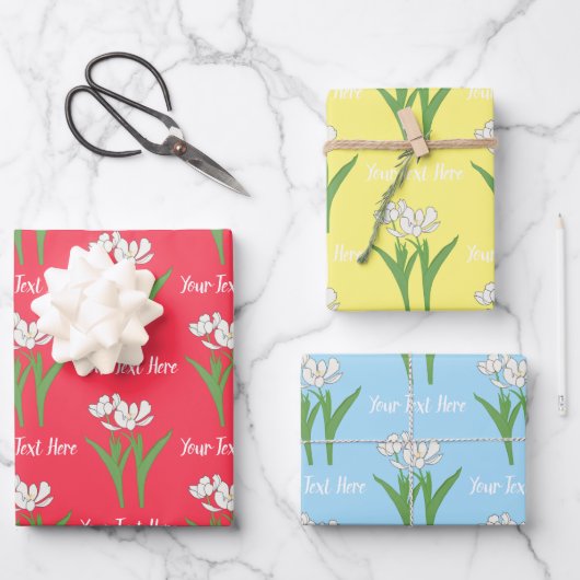 Feuille De Papier Cadeau Tulipes blanches (Recto)