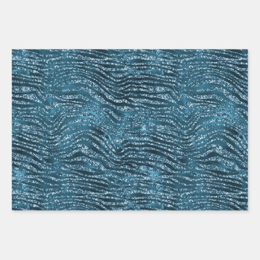 Feuille De Papier Cadeau Turquoise Aqua Parties scintillant Zebra Print (Devant 3)