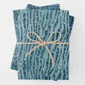Feuille De Papier Cadeau Turquoise Aqua Parties scintillant Zebra Print (En situation)