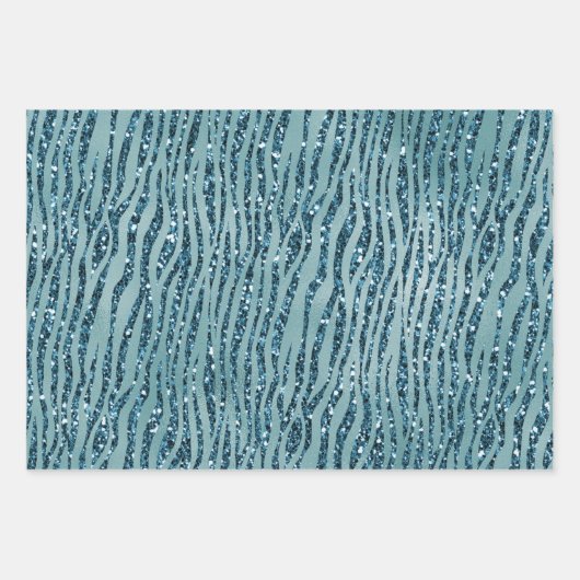 Feuille De Papier Cadeau Turquoise Aqua Parties scintillant Zebra Print (Devant)