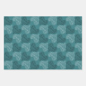Feuille De Papier Cadeau Turquoise aux Coeurs Noir et Blanc (Devant)