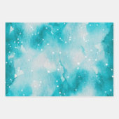 Feuille De Papier Cadeau Turquoise Bleu Céleste Étoiles (Devant 2)