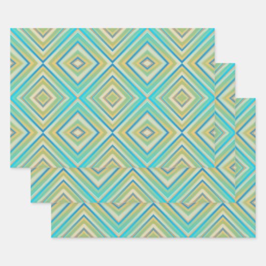 Feuille De Papier Cadeau Turquoise Blues Alternative Diamond Motif (Lot)