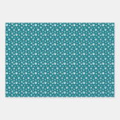 FEUILLE DE PAPIER CADEAU TURQUOISE CHIEN NOIR CHIEN EMPREINTES DE PATTES DE (Devant)