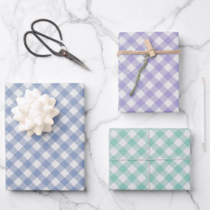 Feuille De Papier Cadeau Turquoise clair En vichy bleu violet
