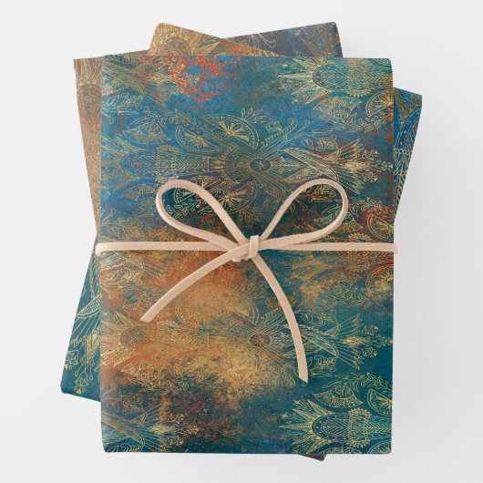 Feuille De Papier Cadeau Turquoise Cooper Patina (En situation)