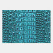 Feuille De Papier Cadeau turquoise empreinte d'alligator bleu bleu d'aqua t (Devant 3)