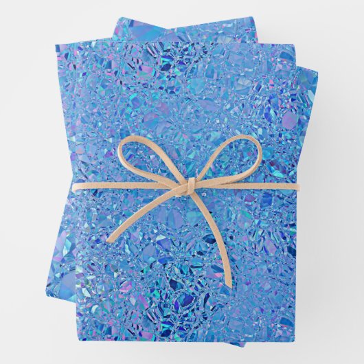 Feuille De Papier Cadeau Turquoise et bleu cristal Abstrait (En situation)