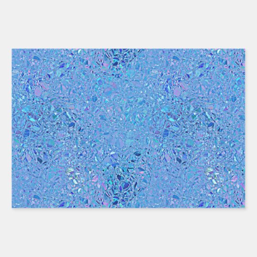 Feuille De Papier Cadeau Turquoise et bleu cristal Abstrait (Devant 3)