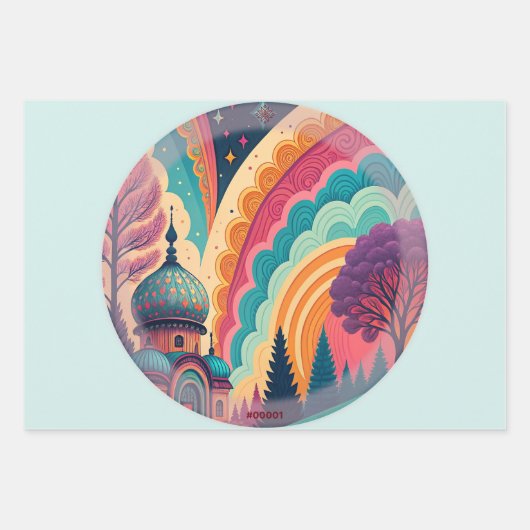 Feuille De Papier Cadeau Turquoise Fantasy Wrapping Paper Set – Customize (Devant 3)