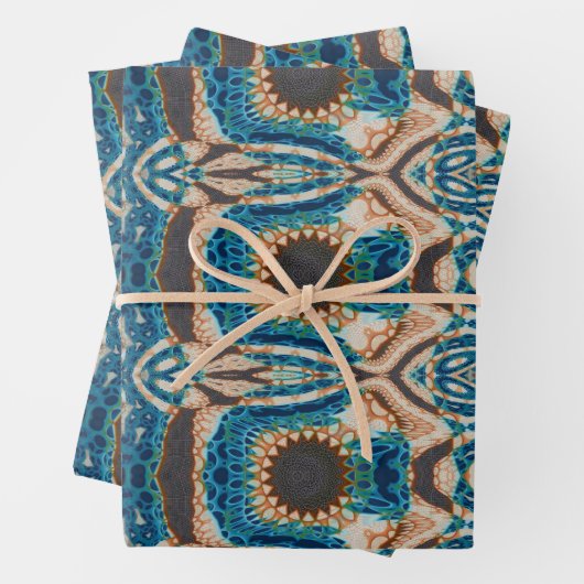 Feuille De Papier Cadeau Turquoise Gold Sun Southwestern Art (En situation)