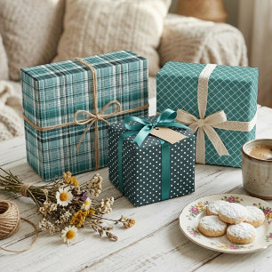 Feuille De Papier Cadeau Turquoise Mint Blue Green Stripes À petits pois Mo