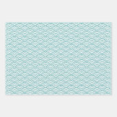 Feuille De Papier Cadeau Turquoise moderne noir blanc géométrique Wave japo (Devant 3)