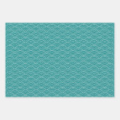 Feuille De Papier Cadeau Turquoise moderne noir blanc géométrique Wave japo (Devant)