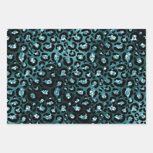 Feuille De Papier Cadeau Turquoise Ombre Glam Parties scintillant Poster de (Devant)