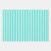 Feuille De Papier Cadeau Turquoise rayures blanches vérifier le motif géomé (Devant 2)