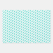 Feuille De Papier Cadeau Turquoise rayures blanches vérifier le motif géomé (Devant)