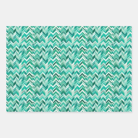 Feuille De Papier Cadeau Turquoise Turquoise Chevron (Devant)