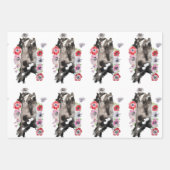 Feuille De Papier Cadeau Tuxedo Chat Noir et Blanc Chats Funny Floral (Devant 2)