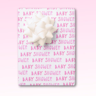 Feuille De Papier Cadeau Typographie Baby shower fille rose mignonne