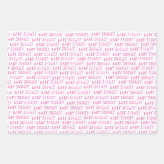 Feuille De Papier Cadeau Typographie Baby shower fille rose mignonne (Devant)