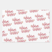 Feuille De Papier Cadeau Typographie de Noël Black Gold Red White (Devant)