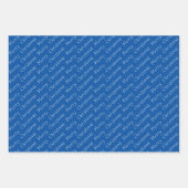 Feuille De Papier Cadeau Typographie de Noël Bleu et blanc (Devant 3)