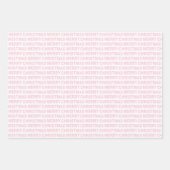 Feuille De Papier Cadeau Typographie de Noël rose pâle et blanc (Devant 2)