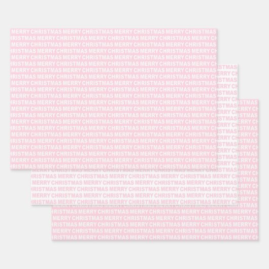 Feuille De Papier Cadeau Typographie de Noël rose pâle et blanc (Lot)