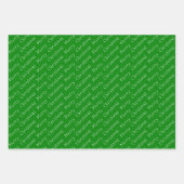 Feuille De Papier Cadeau Typographie de Noël Vert et blanc (Devant)
