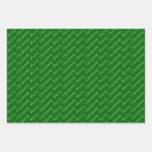 Feuille De Papier Cadeau Typographie de Noël Vert foncé et blanc (Devant 3)