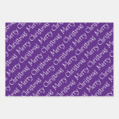 Feuille De Papier Cadeau Typographie de Noël violet blanc (Devant)
