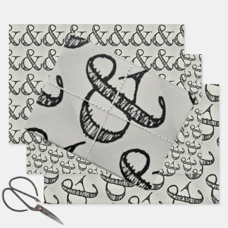 Feuille De Papier Cadeau Typographie des signes d'esperluence Jouer noir et