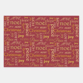 Feuille De Papier Cadeau Typographie élégante Noël d'or (Devant 3)