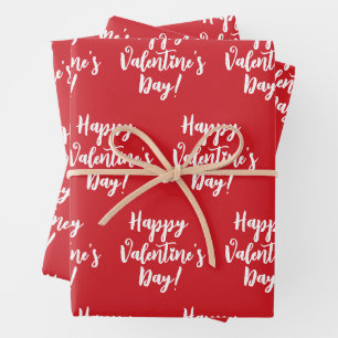 Feuille De Papier Cadeau typographie Heureuse Sainte-Valentin rouge moderne