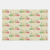 Feuille De Papier Cadeau Typographie métallique Faux Gold Sampler de Noël (Devant 3)
