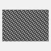 Feuille De Papier Cadeau Typographie moderne noir jaune 80e anniversaire (Devant 3)