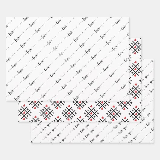 Feuille De Papier Cadeau Typographie Saint-Valentin (Lot)