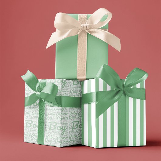 Feuille De Papier Cadeau Typographie verte tendance Baby shower de script p